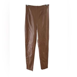Zara vegan leather brown tummy control pants